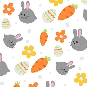 Flat hand drawn easter pattern. Stock Illustration