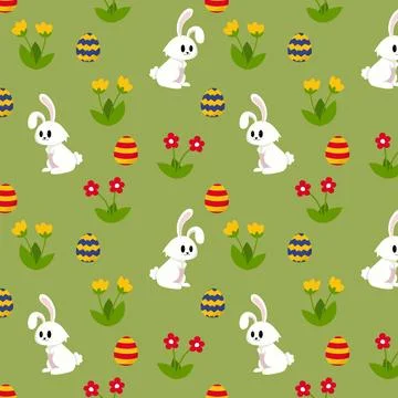 Flat hand drawn easter pattern. Stock Illustration