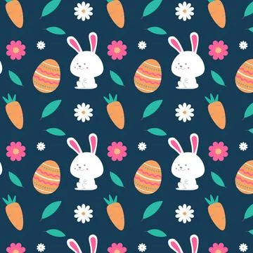 Flat hand drawn easter pattern. Stock Illustration