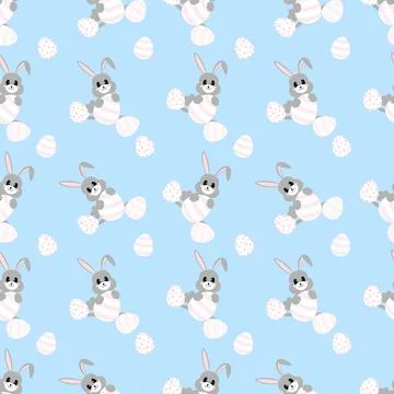 Flat hand drawn easter pattern. Stock Illustration