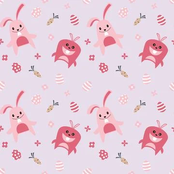 Flat hand drawn easter pattern. 스톡 일러스트