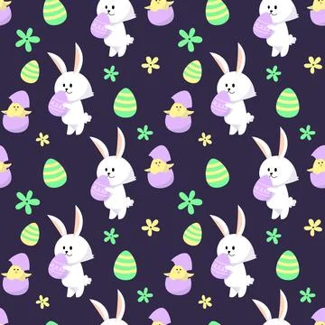 Flat hand drawn easter pattern. Illustrazione stock