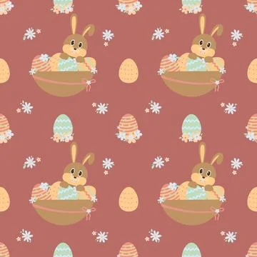 Flat hand drawn easter pattern. Stock Illustration