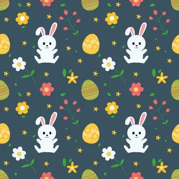 Flat hand drawn easter pattern. Stock Illustration