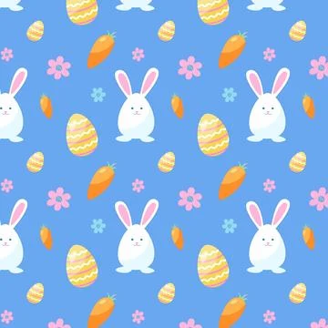 Flat hand drawn easter pattern. Stock Illustration
