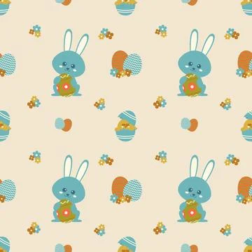 Flat hand drawn easter pattern. Stock Illustration