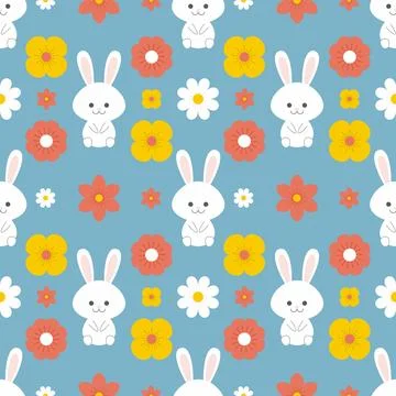 Flat hand drawn easter pattern. Stock Illustration