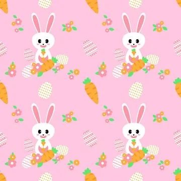 Flat hand drawn easter pattern. 스톡 일러스트