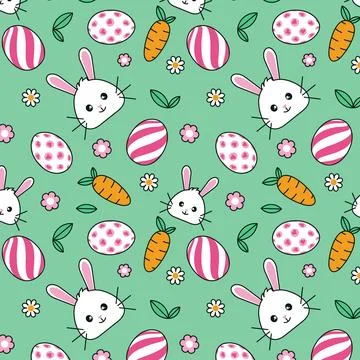 Flat hand drawn easter pattern. Stock Illustration