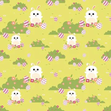 Flat hand drawn easter pattern. Stock Illustration