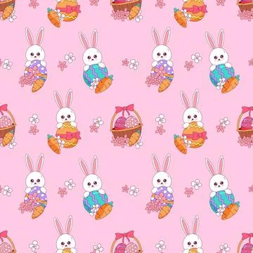 Flat hand drawn easter pattern. Stock Illustration