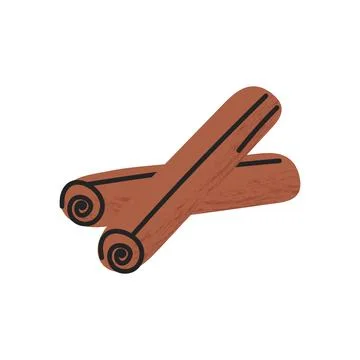 Flat hand-drawn illustration of cinnamon sticks with soft shadow texture dood Stock Illustration