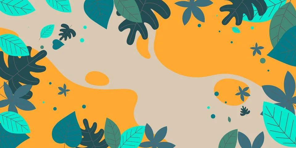 Flat hand drawn leaves background. Stock Illustration
