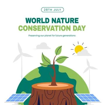 Flat Hand Drawn Vector Background for World Nature Conservation Day Awarene.. Ilustración de archivo