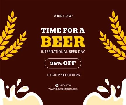 Flat Hand Drawn Vector Illustration for Beer Day Social Media Post Promotion Stock Illustration