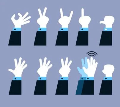 Flat Hand Gesture Set Stock Illustration