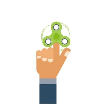 Flat hand with green hand spinner icon isolated on white background Illustrazione stock
