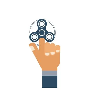 Flat hand with hand spinner icon isolated on white background Stock Illustration