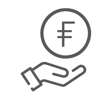 Flat hand holding Frank icon isolated on white background Stock Illustration