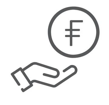 Flat hand holding Frank icon isolated on white background Stock Illustration