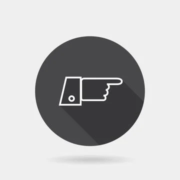 Flat hand icon with long shadow Flat hand icon with long shadow pointing a... Foto stock