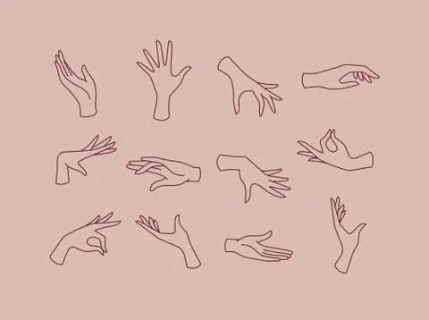 Flat hand pink brown Stock Illustration