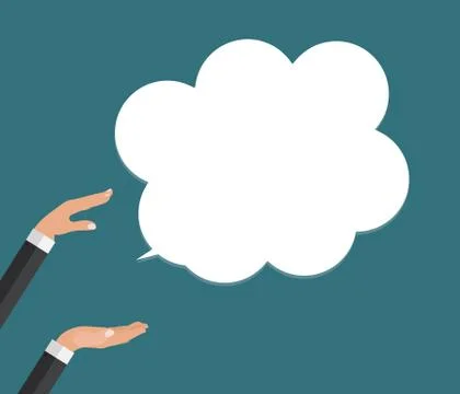 Flat Hand with Speech Bubble Vector Illustration Stock Illustration