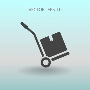 Flat Hand truck icon, vector illustration Stock Illustration