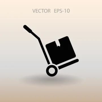 Flat Hand truck icon, vector illustration Stock Illustration