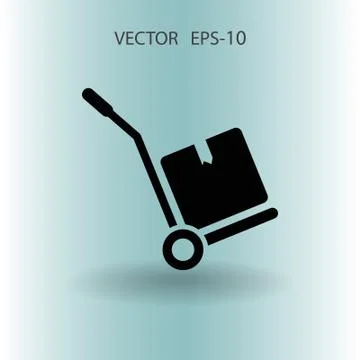Flat Hand truck icon, vector illustration Stock Illustration