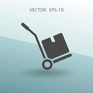 Flat Hand truck icon, vector illustration Stock Illustration