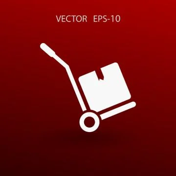 Flat Hand truck icon, vector illustration Stock Illustration