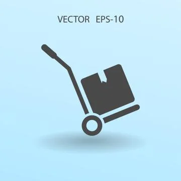Flat Hand truck icon, vector illustration Stock Illustration