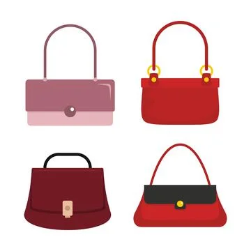 Flat handbags set Stock Illustration