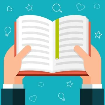 Flat hands holding a book Stock Illustration