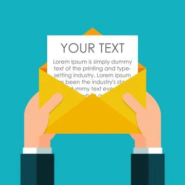 Flat hands holding a message Stock Illustration