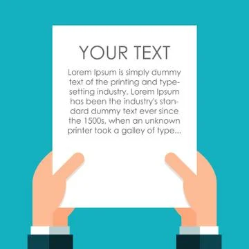 Flat hands holding a paper Stock Illustration