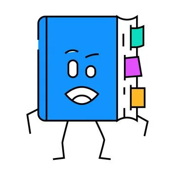 Flat happy book character icon color illustration Stock Illustration
