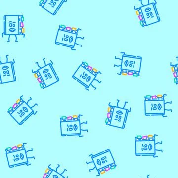 Flat happy book character vector seamless pattern Stock Illustration