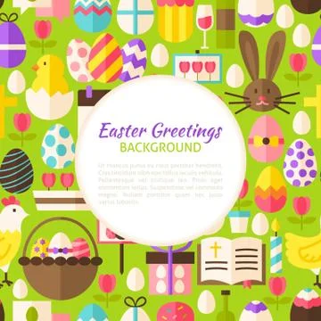 Flat Happy Easter Vector Pattern Background Stock Illustration