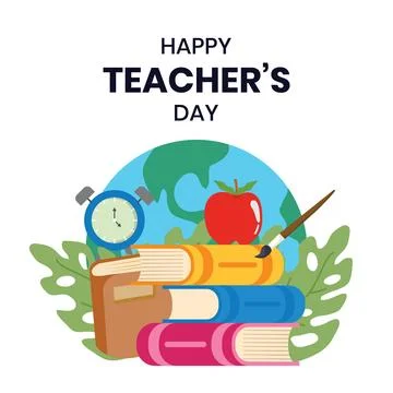 Flat happy teacher s day social media post illustration Stock Illustration