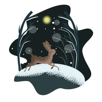 Flat hare character postcard Stock Illustration