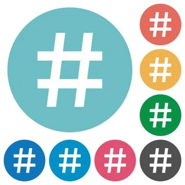 Flat hash tag icons Stock-Illustration