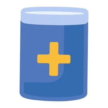 Flat Hazardous Waste Blue First Aid Kit Icon Stock Illustration