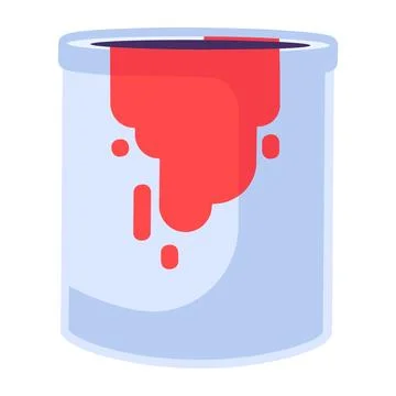 Flat Hazardous Waste Red Paint Can Icon 스톡 일러스트