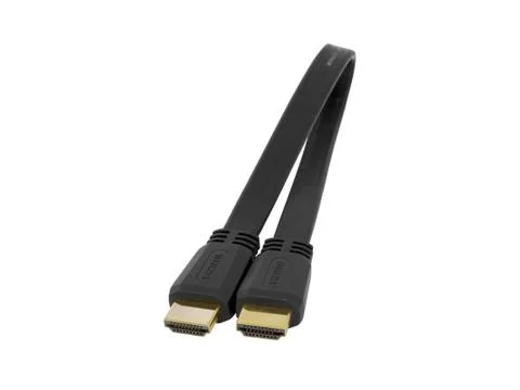 Flat HDMI Cable with Gold Connectors Stock Photos