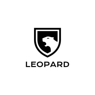 Flat head leopard with shield logo design Stock Illustration