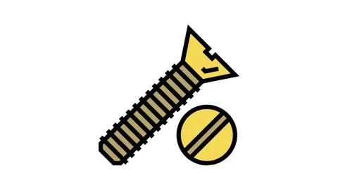 Flat head screw color icon animation Vídeo Stock 165065402
