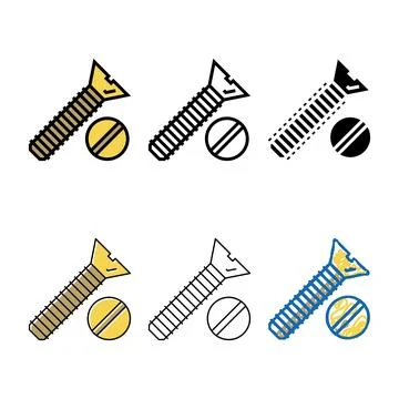 Flat head screw color icon stylized vector Stock Illustration