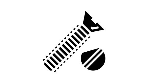 Flat head screw glyph icon animation Vídeo Stock 165320400